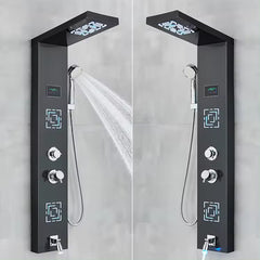 ZeeCry Luxurious Shower Panel Rainfall Shower, Body Massage Spray Handheld Shower,Wall Mount Easy Connect Shower Panel Kit, Luxury Silver Shower Panel 5 in One With LED Display Temperature