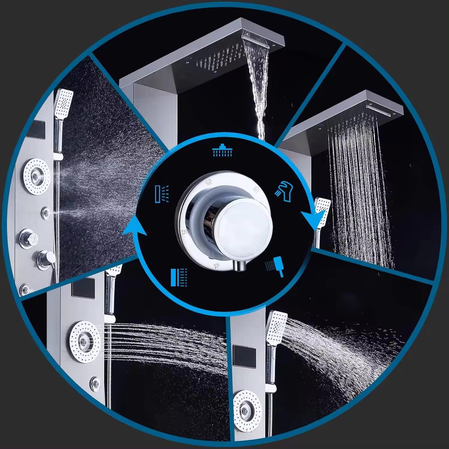 Silver 2 Body Jet Shower Panel